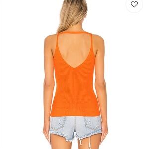 MSGM Neon Orange Ribbed Knit Women's Top